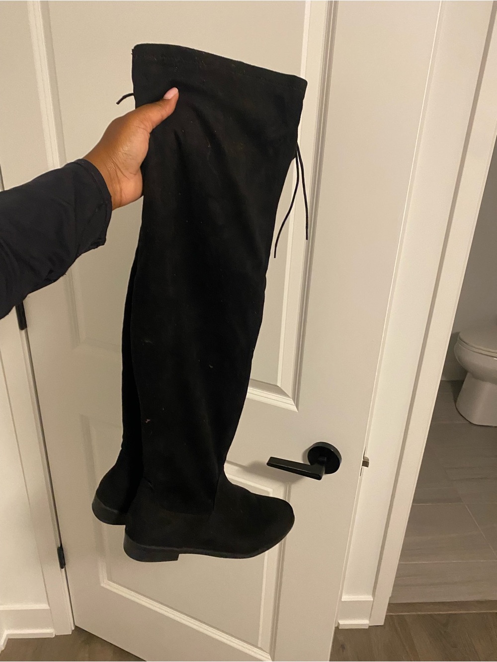 Over-the-Knee Black Suede Women's Boots